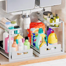 VUSIGN UNDER SINK ORGANIZER STORAGE 2 PACK SLIDE OUT CABINET ORGANIZER WHITE - Like New