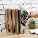 MyGift Burnt Wood Desktop Standing Magazine Holder Organizer M-shape Design - Like New