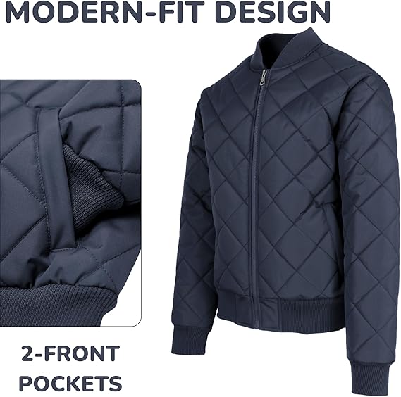 GALAXY BY HARVIC MEN'S HEAVYWEIGHT QUILTED BOMBER JACKET - SIZE: MEN 2XL - NAVY - Brand New