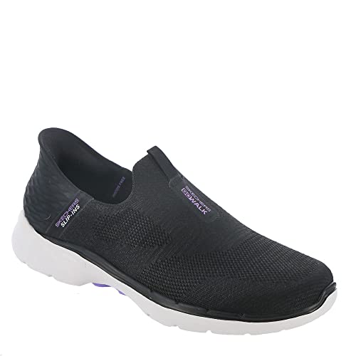 Skechers Women's Hands Free Slip-ins Go Walk 6-Fabulous View BLACK/LAVENDER 7.5 - Like New