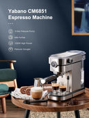 Yabano Espresso Machine, 15 Bar Fast Heating Espresso Coffee Machine - SILVER Like New