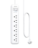 ANKER SURGE PROTECTOR (2 × 900 JOULES), POWEREXTEND STRIP 6 OUTLETS - WHITE - Like New