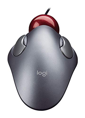 LOGITECH TRACKMAN MARBLE MOUSE FOUR-BUTTON PROGRAMMABLE T-BC21 - DARK GRAY - Like New