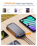 HILUCKEY POWER BANK SOLAR CHARGER 27000MAH BUILT IN 3 CABLES T11X - BLACK/ORANGE - Like New
