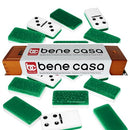 BENE CASA - GREEN DOUBLE NINE HIGH GLOSS DOMINOES SET - INCLUDES 55 DOMINOES - Like New