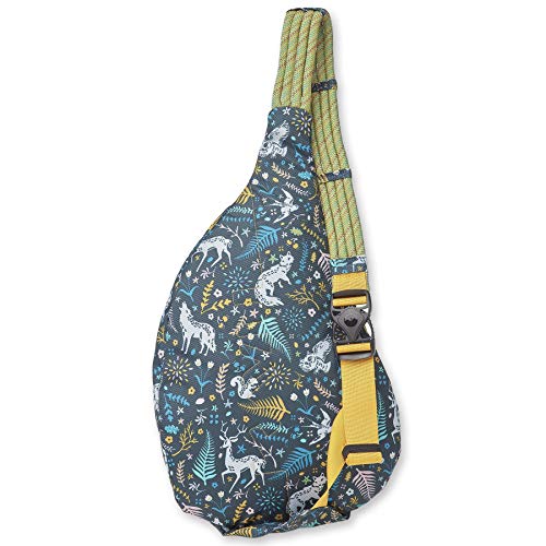 KAVU ORIGINAL ROPE SLING PACK ADJUSTABLE ROPE SHOULDER FAIRY TRAIL - TEAL - Brand New