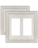 ZILLSEA 2-PACK DOUBLE DECORATOR OUTLET COVERS, SATIN NICKEL WALL PLATES - Brand New