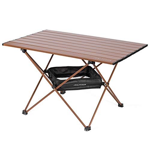 ALPCOUR PORTABLE CAMPING TABLE – LIGHTWEIGHT, COMPACT FOLDING - LARGE - COFFEE - Like New