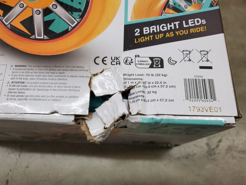 JAKKS PACIFIC 15" KIDS TRIKE LED LIGHTS SEAT FLY WHEEL CRUISER - ORANGE/TEAL - Like New