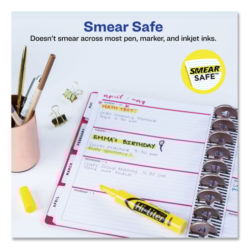 AVERY HI-LITER DESK-STYLE HIGHLIGHTERS CHISEL TIP DOZEN - YELLOW/BLACK - Brand New