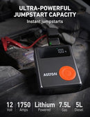 ASTROAI PORTABLE CAR JUMP STARTER AIR COMPRESSOR 150PSI 1750A DK-MF139 - BLACK - Like New