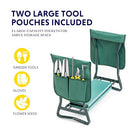 iPower Garden Kneeler Seat Foldable Kneeling Bench Pad 2 Tool Pouches Green - Brand New
