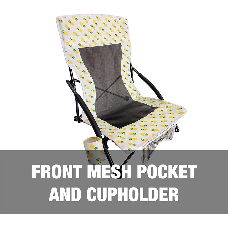 BLISS HAMMOCKS FOLDING BEACH CHAIR, DELUXE - PINEAPPLE - Brand New