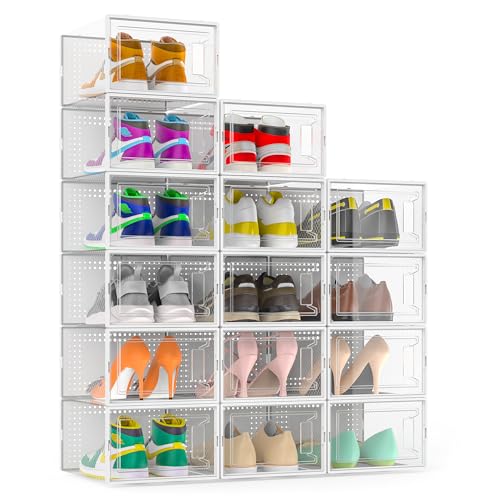 SECRET PLACE SECRET SPACE LARGE SHOE ORGANIZER STORAGE BOXES, 15 PACK - WHITE - Brand New