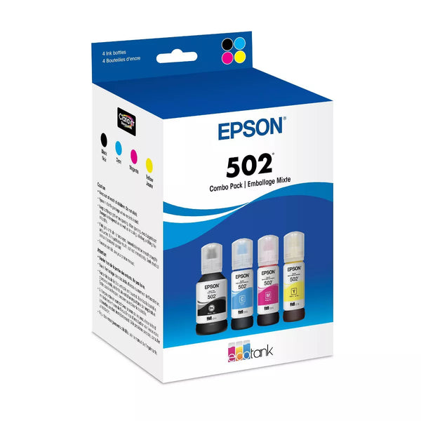 EPSON 502 BLACK MULTIPACK INK BOTTLES - CYAN MAGENTA YELLOW (T502120-BCS) - Brand New