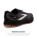 BROOKS WOMEN’S DIVIDE 4 GTX WATERPROOF TRAIL RUNNING SHOE - BLK/BLKPEARL/PURPLE - Like New