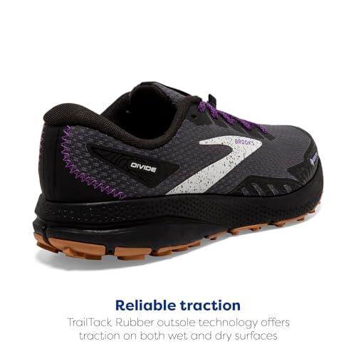 BROOKS WOMEN’S DIVIDE 4 GTX WATERPROOF TRAIL RUNNING SHOE - BLK/BLKPEARL/PURPLE - Like New