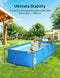 EVAJOY 14FT x 7FT x 33IN METAL FRAME SWIMMING POOL, RECTANGULAR POOL - BLUE - Like New