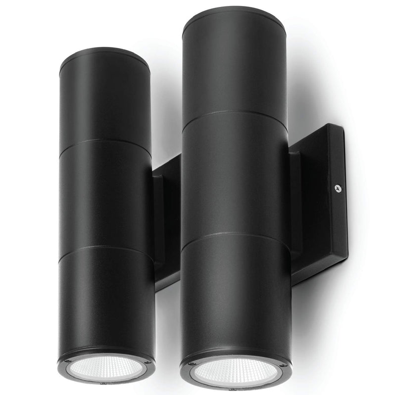 HOME ZONE SECURITY LED MODERN WALL & PORCH SCONCE LIGHT 2-SET - BLACK - Like New