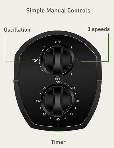 HOLMES 31" MANUAL TOWER FAN, 70° OSCILLATION, Adjust Vents, 17035 - BLACK - Like New