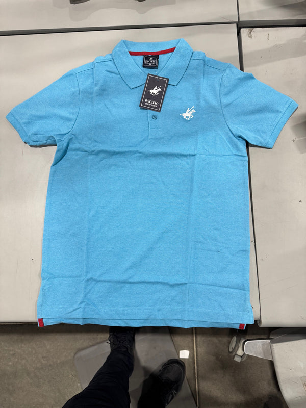 PACIFIC POLO CLUB SHORT SLEEVES POLO - SIZE: MEN M - CYAN - Brand New