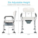 REAQER 4 in 1 Bedside Commode with Bucket 330lb, Chair, Back, Detachable Arms - Brand New