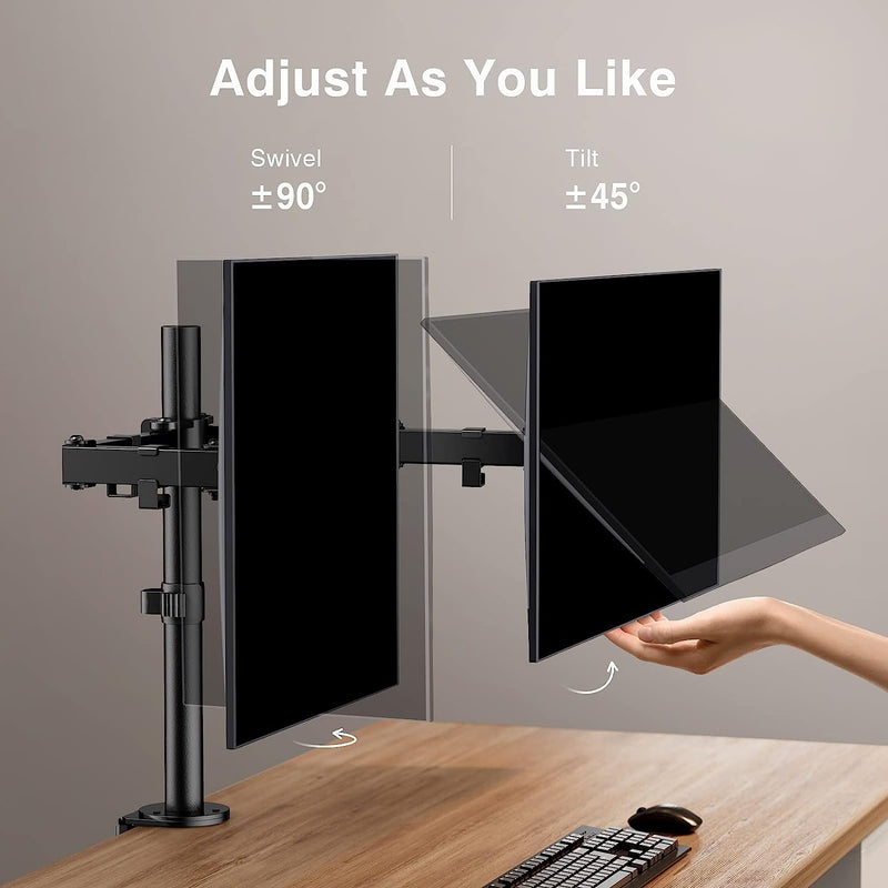 ErGear Dual Monitor Desk Mount Fully Adjustable Dual Monitor Arm EGCM1 - Black - Like New