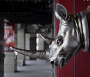Resin Rhino Head Sculpture Animal Wall Decor Art B01L39P240 - Antique Silver - Brand New