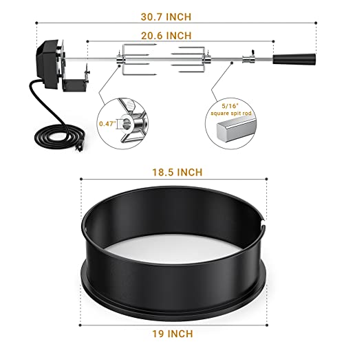 ONLYFIRE BRK-6009 ROTISSERIE RING KIT FOR CHARCOAL GRILLS F-BRK6009-PS1 - Silver - Like New