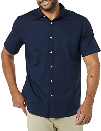 AMAZON ESSENTIALS MEN'S SLIM-FIT SHORT-SLEEVE POPLIN SHIRT NAVY SIZE XL - Brand New