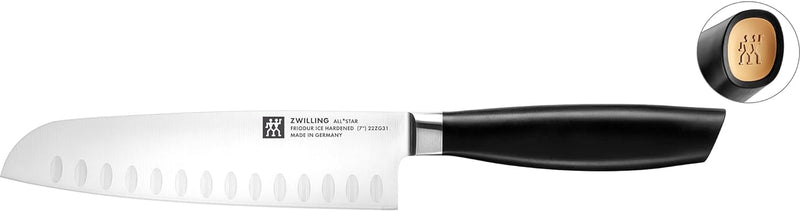 Zwilling All Star Hollow Edge Santoku Knife 7-inch, Gold Matte End Cap Like New