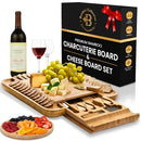 BAMBUSI BAMBOO CHEESE BOARD WITH CUTLERY SET - NATURAL BAMBOO - Brand New