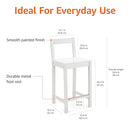 AMAZON BASICS WOODEN BAR STOOL WITH BACKREST 24", SET OF 2 - WHITE - Brand New