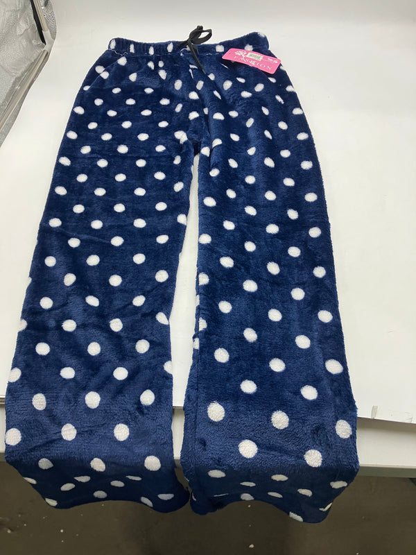 FASHION EXTRA SOFT FLEECE PAJAMAS PANTS - NAVY WITH WHITE POLKA DOTS - S - Brand New