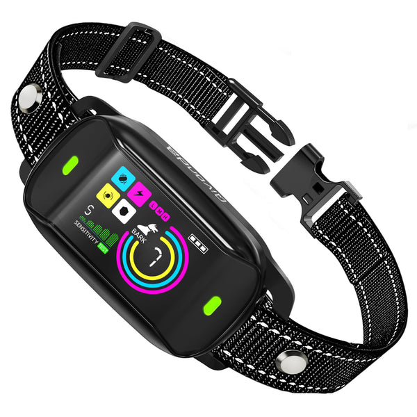 QIVONDA BARK COLLAR FOR DOGS WITH BEEP VIBRATION - BLACK - Like New