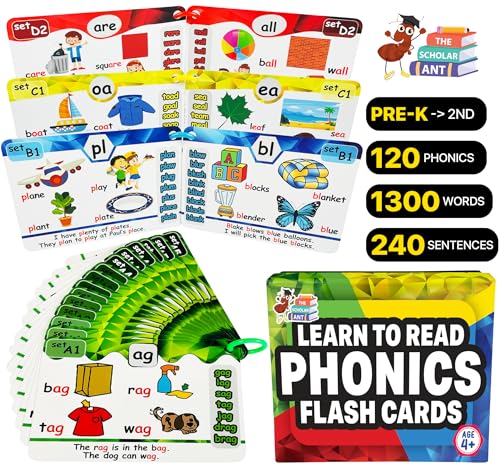 THE SCHOLAR ANT PHONICS FLASH CARDS - LEARN TO READ IN 20 PHONIC STAGES Like New