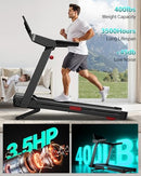 UMAY TREADMILL WITH 2%-20% AUTO INCLINE, 400LBS FOLDABLE HOME - BLACK - Like New