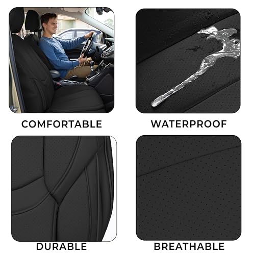 Zone Tech Full Set of 5 Seat Covers for Cars Waterproof Nappa Leather - Black - Brand New