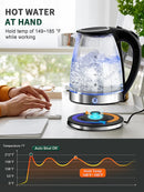 Pukomc KE3021 Electric Kettle Keep Warm - 1.7L Glass Water Boiler - 9480 - Black - Like New