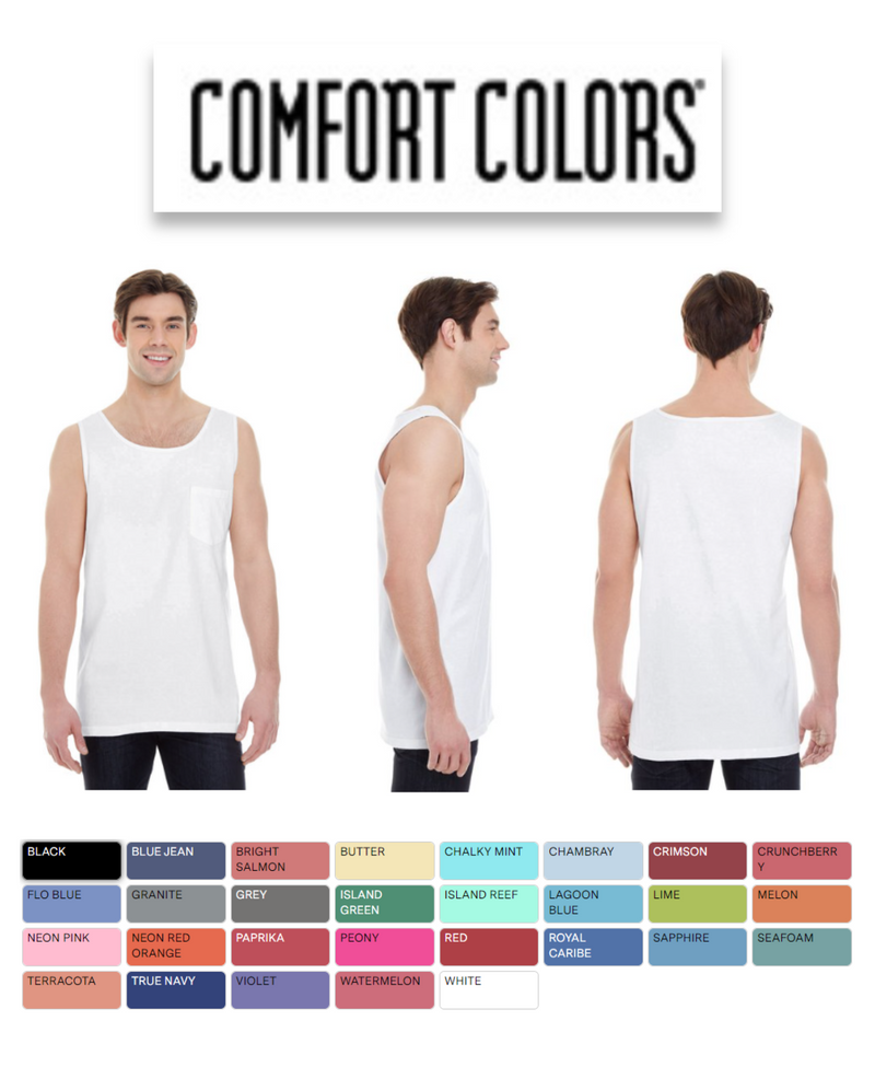 Comfort Colors 9330 Men's Pocket Tank Top New