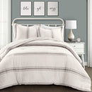 Lush Decor Farmhouse Stripe Reversible Cotton Comforter 3 Piece Set King - Gray - Like New