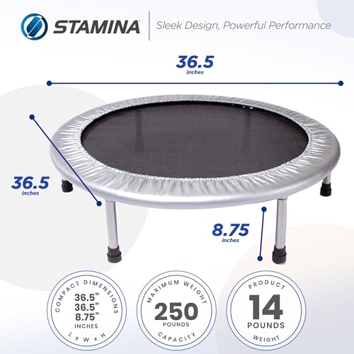STAMINA FOLDING TRAMPOLINE WITH SMART WORKOUT APP - BLACK - Like New