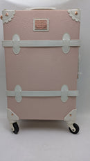 COTRUNKAGE Vintage Trunk 2Pc Luggage Set TSA Lock Carry On - Pink Embossed - Like New