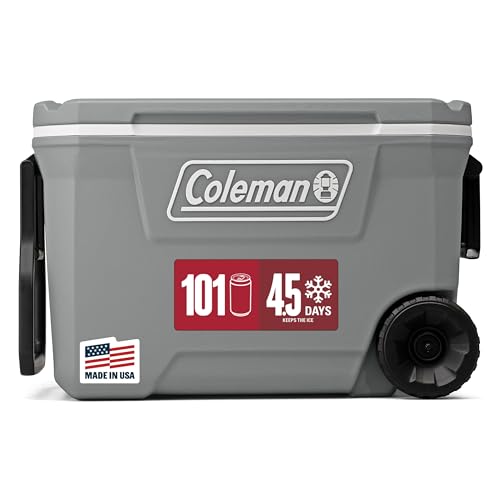 COLEMAN CLASSIC SERIES INSULATED ROLLING COOLER, 62-QUART - ROCK GREY - Like New