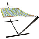 Sunnydaze Quilted Double Hammock with Stand for Outside - Scratch & Dent