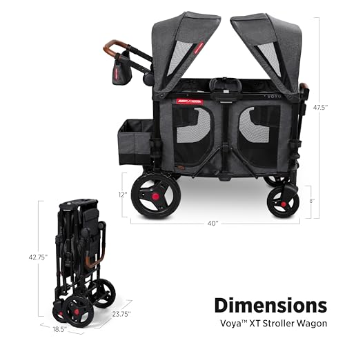RADIO FLYER VOYA XT STROLLER WAGON, 2 SEATER WAGON STROLLER FOR KIDS - GRAY - Like New