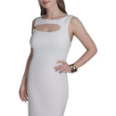 HALSTON WOMEN'S SLEEVELESS OPEN NECKLINE SCUBA DRESS SIZE: WOMEN 4 - CREAM - Brand New