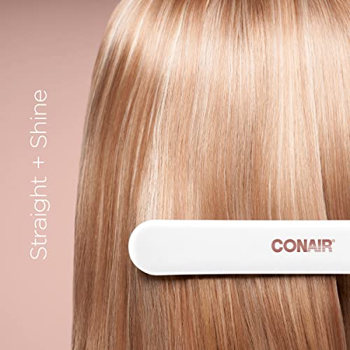 CONAIR DOUBLE CERAMIC FLAT IRON, 1-INCH DIGITAL FLAT IRON CS224 - WHITE - Like New