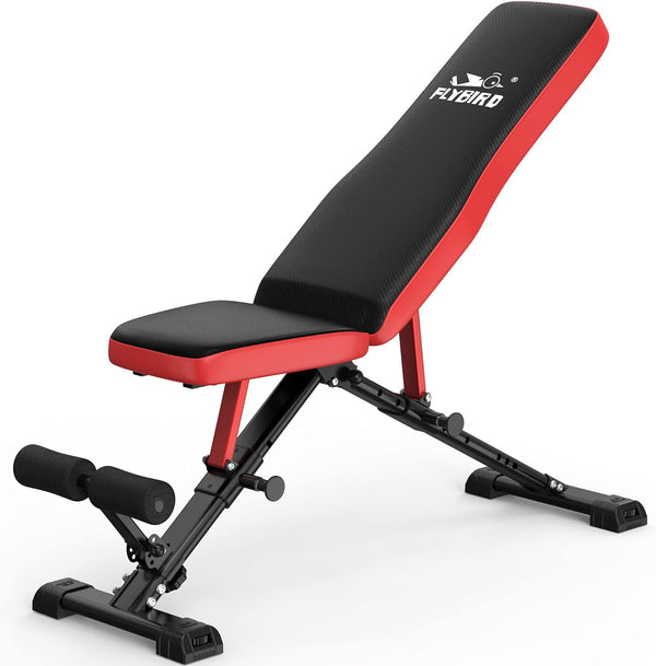 FLYBIRD Workout Bench Adjustable Weight Strength Training FB-YLD006 - Black/Red - Like New