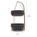 Gourmet Basics by Mikasa Aztec Gold Finish 2-Tier Metal Basket Storage - Gold - Like New